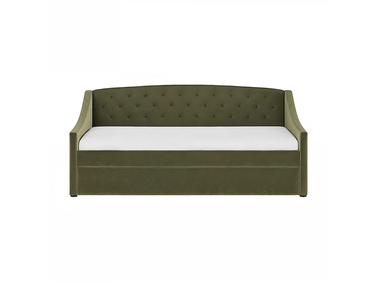 Flair Aurora Daybed with Trundle Khaki Green Velvet
