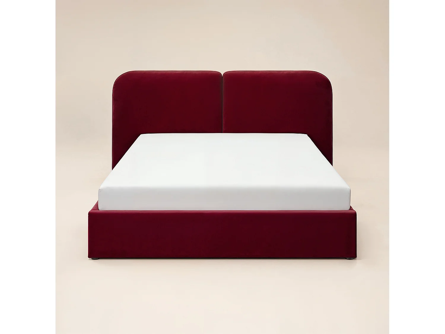 SOLACE+CO Lena Double Velvet Ottoman Bed Burgundy