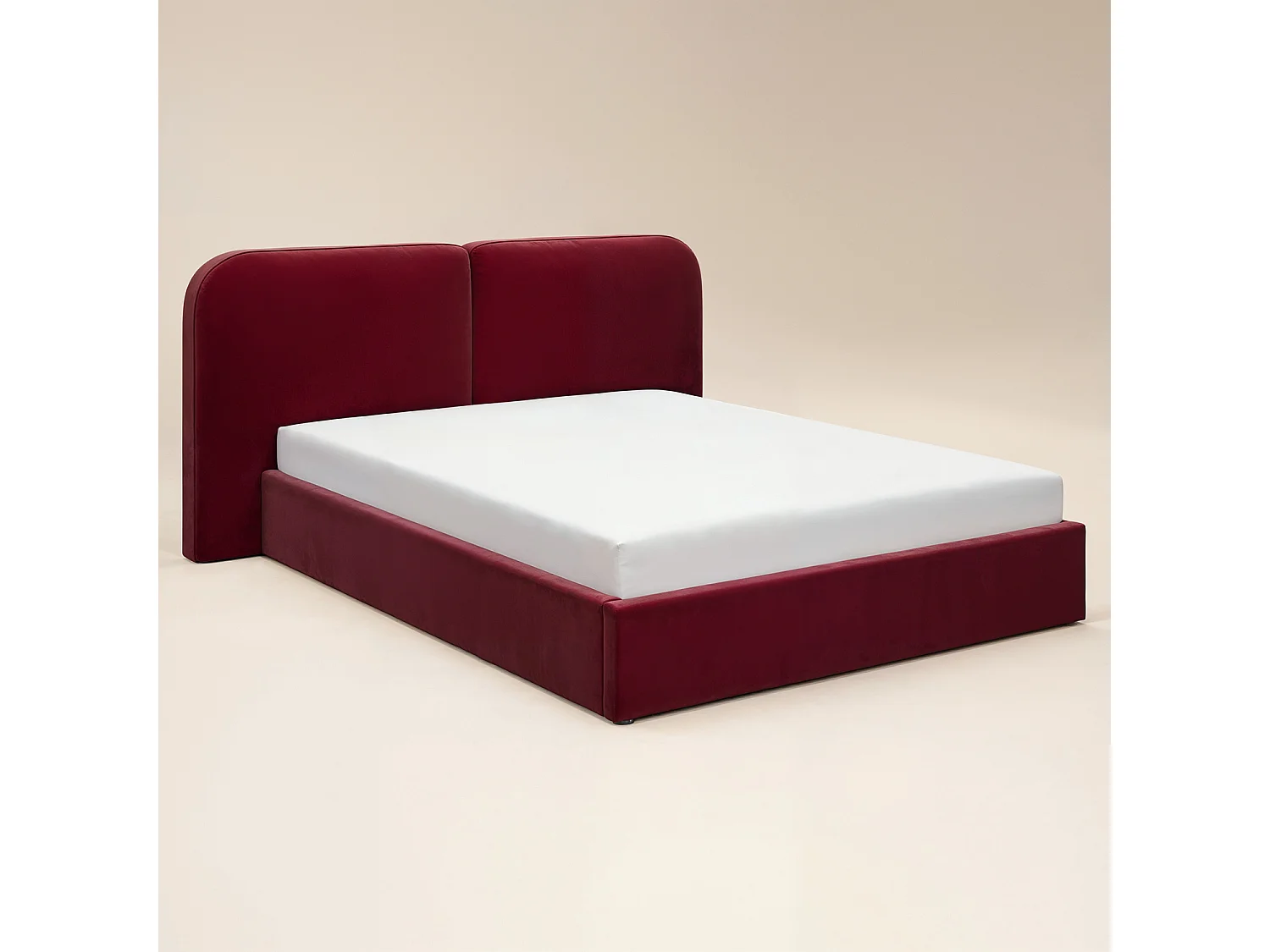 SOLACE+CO Lena Double Velvet Ottoman Bed Burgundy