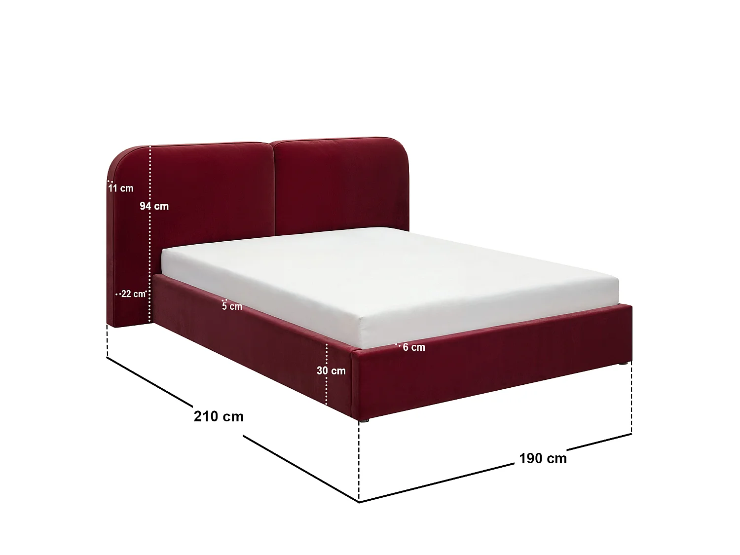 SOLACE+CO Lena Double Velvet Ottoman Bed Burgundy
