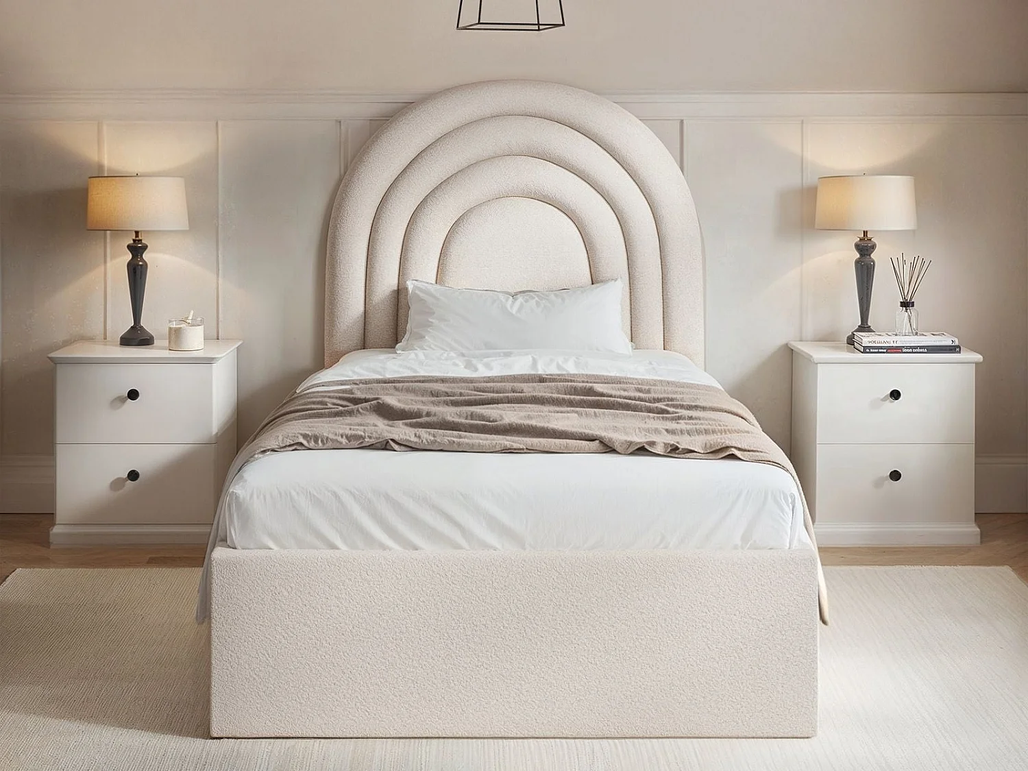Flair Ava Single Ottoman Bed Cream Boucle