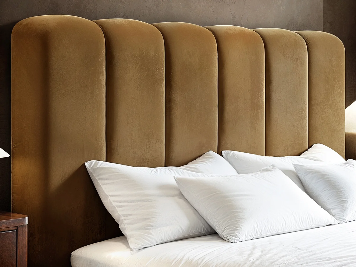 SOLACE+CO Emilie Ribbed Double Ottoman Bed Mocha Velvet
