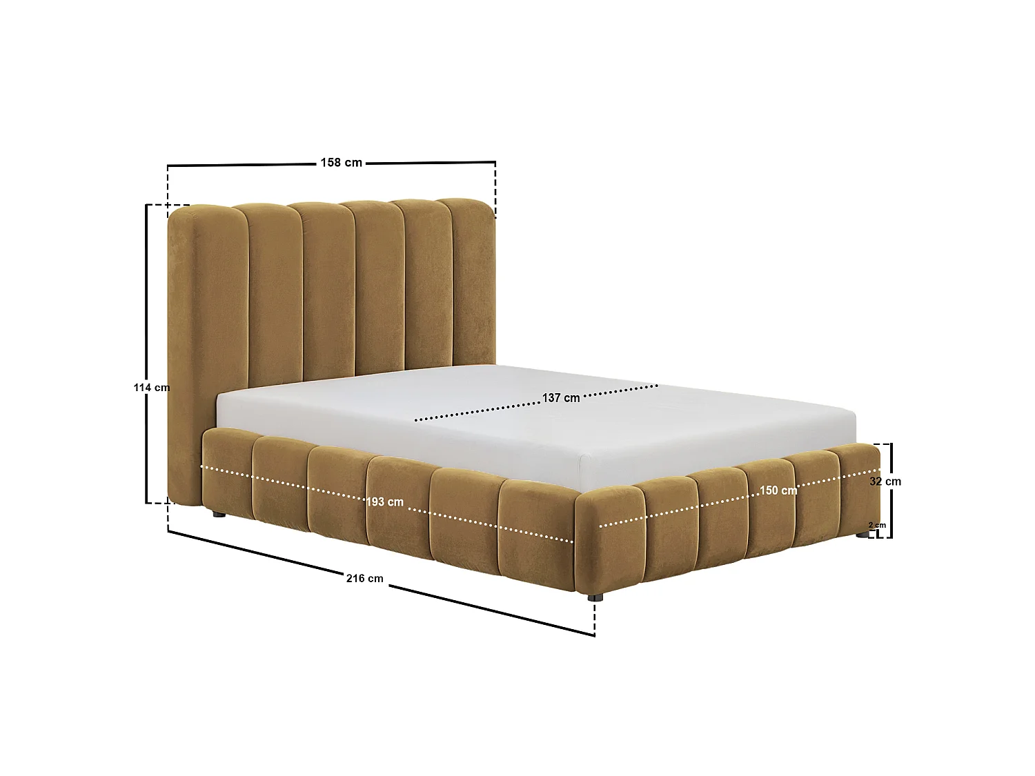 SOLACE+CO Emilie Ribbed Double Ottoman Bed Mocha Velvet