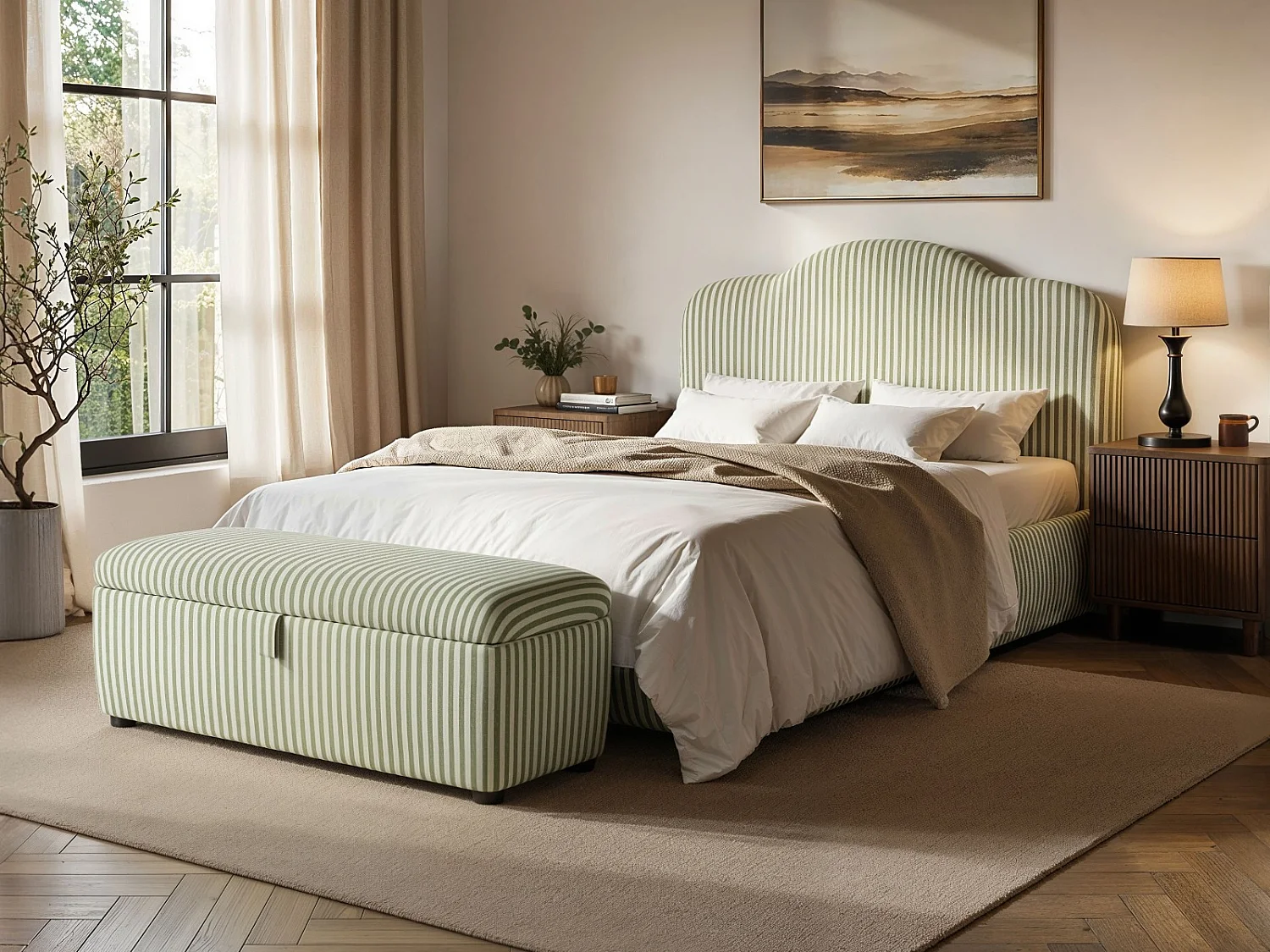 SOLACE+CO Skylynn Cloud Ottoman Double Bed Green
