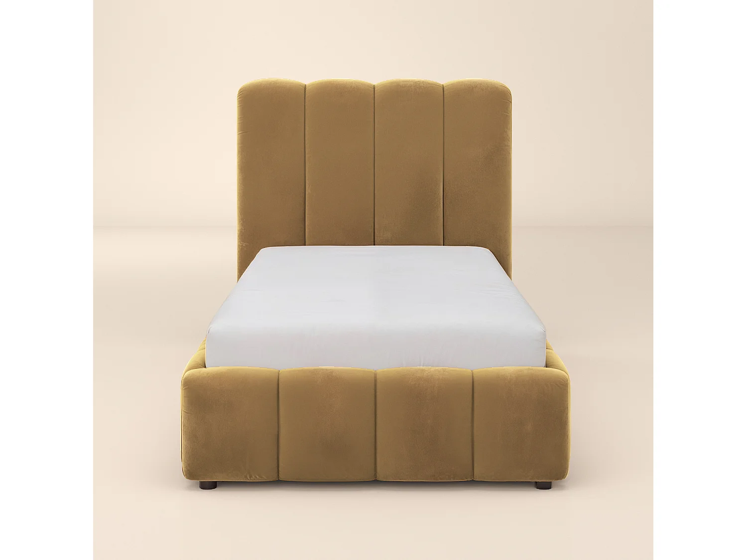 SOLACE+CO Emilie Ribbed Single Ottoman Bed Mocha Velvet