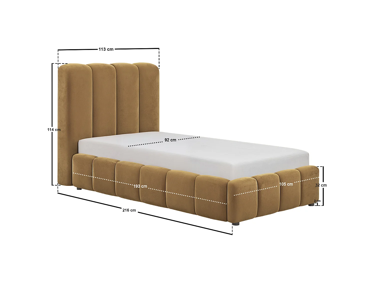 SOLACE+CO Emilie Ribbed Single Ottoman Bed Mocha Velvet