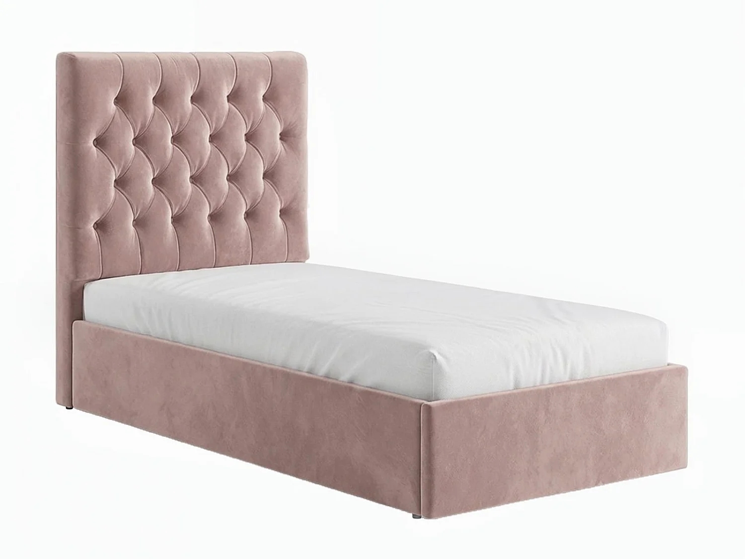 Flair Milan Single Velvet Ottoman Bed Pink