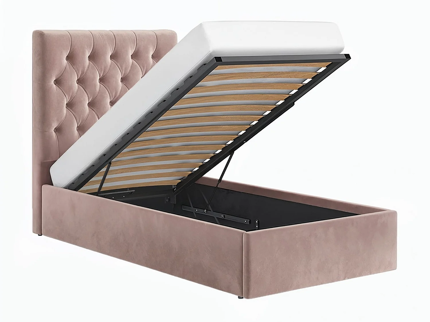 Flair Milan Single Velvet Ottoman Bed Pink