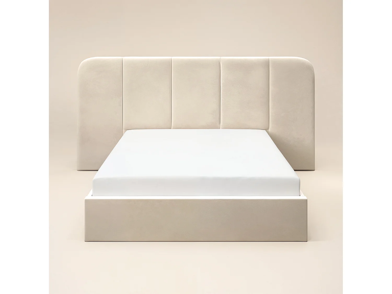 SOLACE+CO Sienna Hotel Ottoman Bed Cream Velvet Double