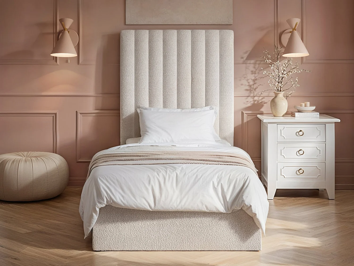 Flair Everley Single Ottoman Bed Cream Boucle