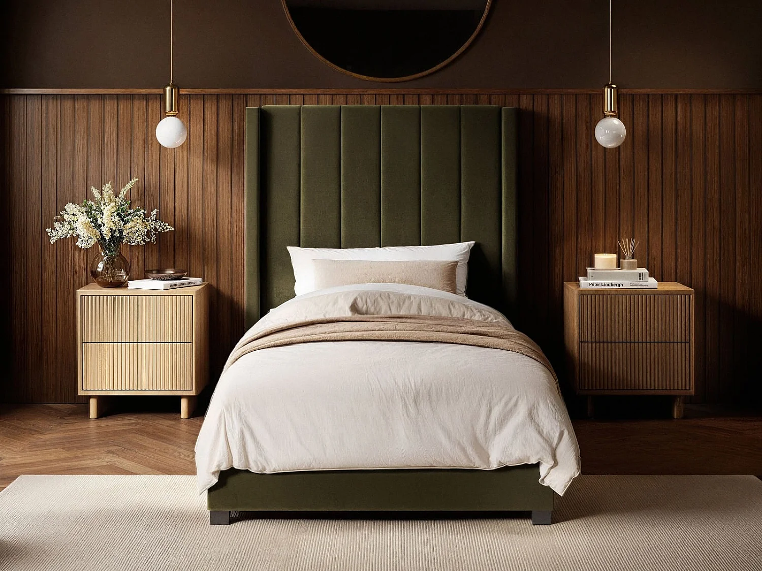 Flair Tiggy Single Ottoman Bed Khaki Green Velvet
