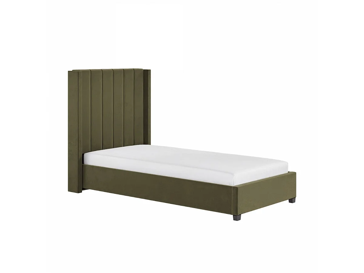 Flair Tiggy Single Ottoman Bed Khaki Green Velvet