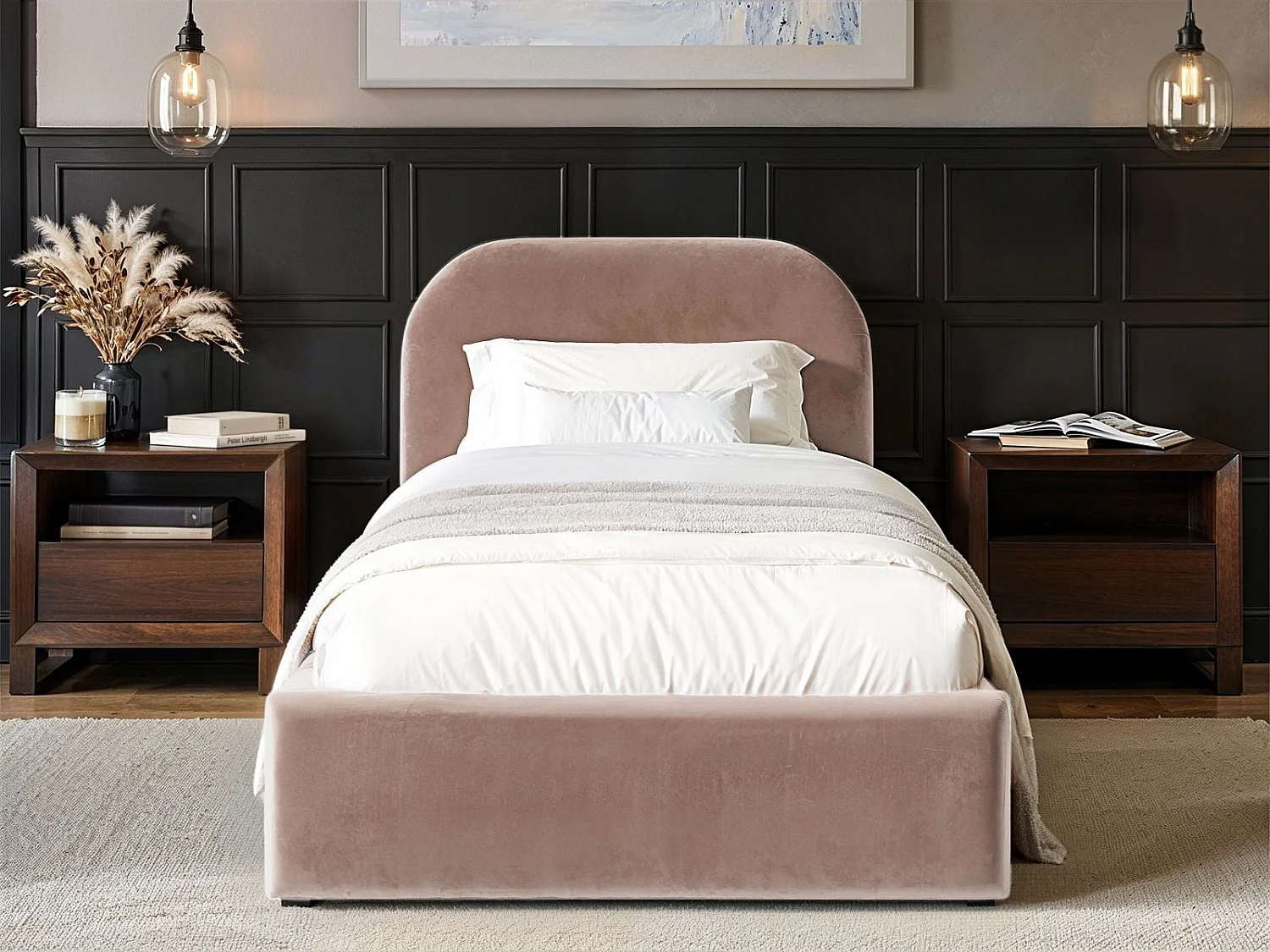 Flair Alba Single Ottoman Bed Pink Velvet