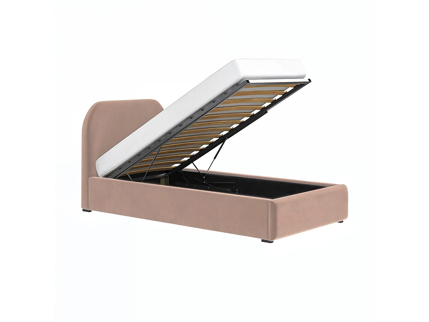 Flair Alba Single Ottoman Bed Pink Velvet
