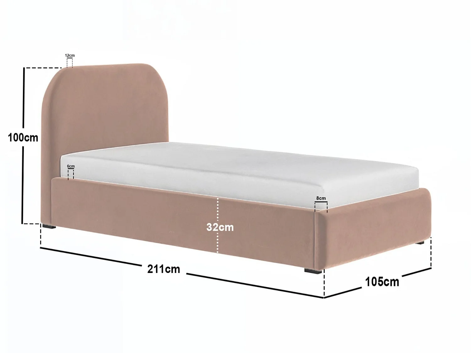 Flair Alba Single Ottoman Bed Pink Velvet