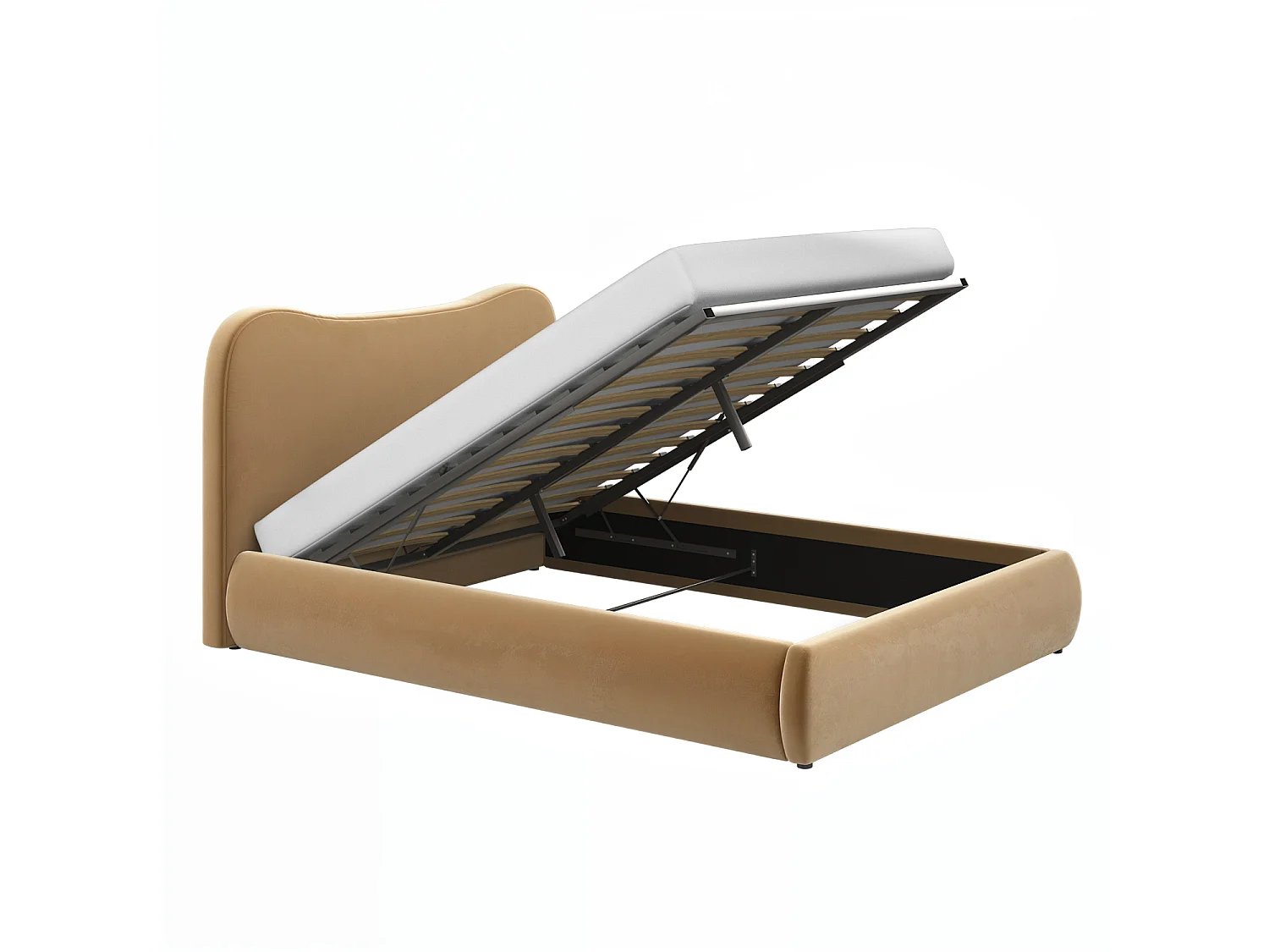 SOLACE+CO Ember Ottoman Bed Sand Velvet Double