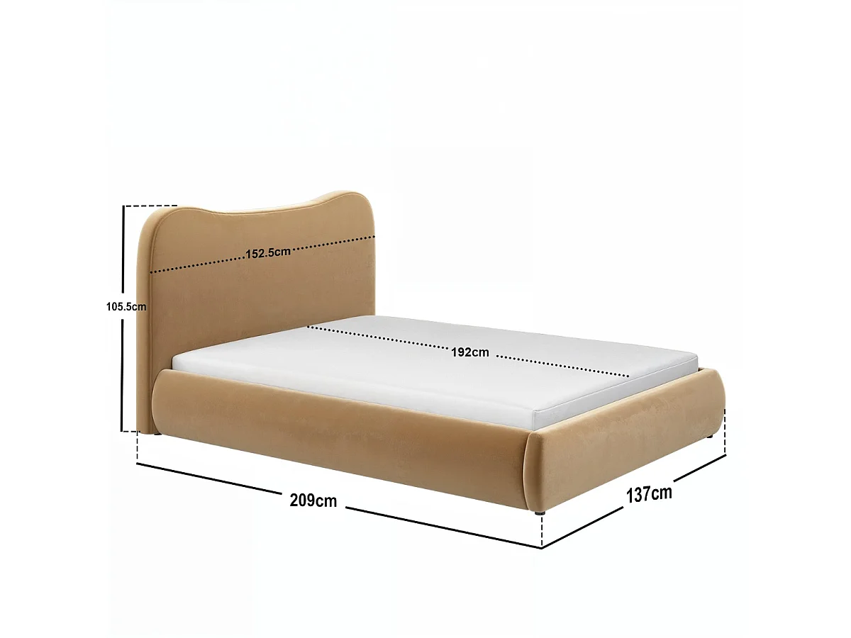 SOLACE+CO Ember Ottoman Bed Sand Velvet Double