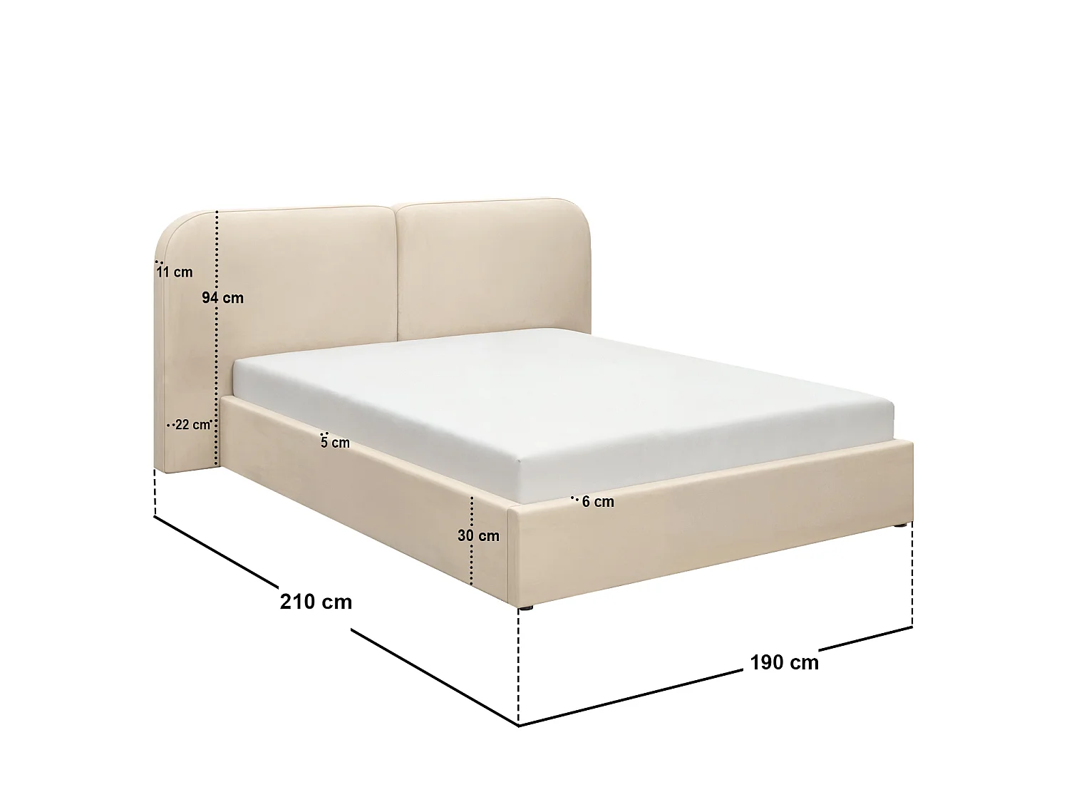SOLACE+CO Lena Double Velvet Ottoman Bed Beige Velvet