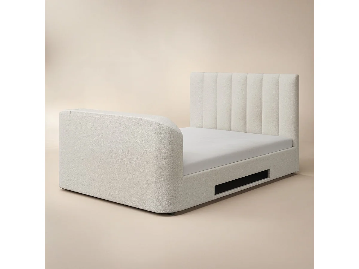 Flair Megane Boucle Side Lift TV Ottoman Bed Cream Double