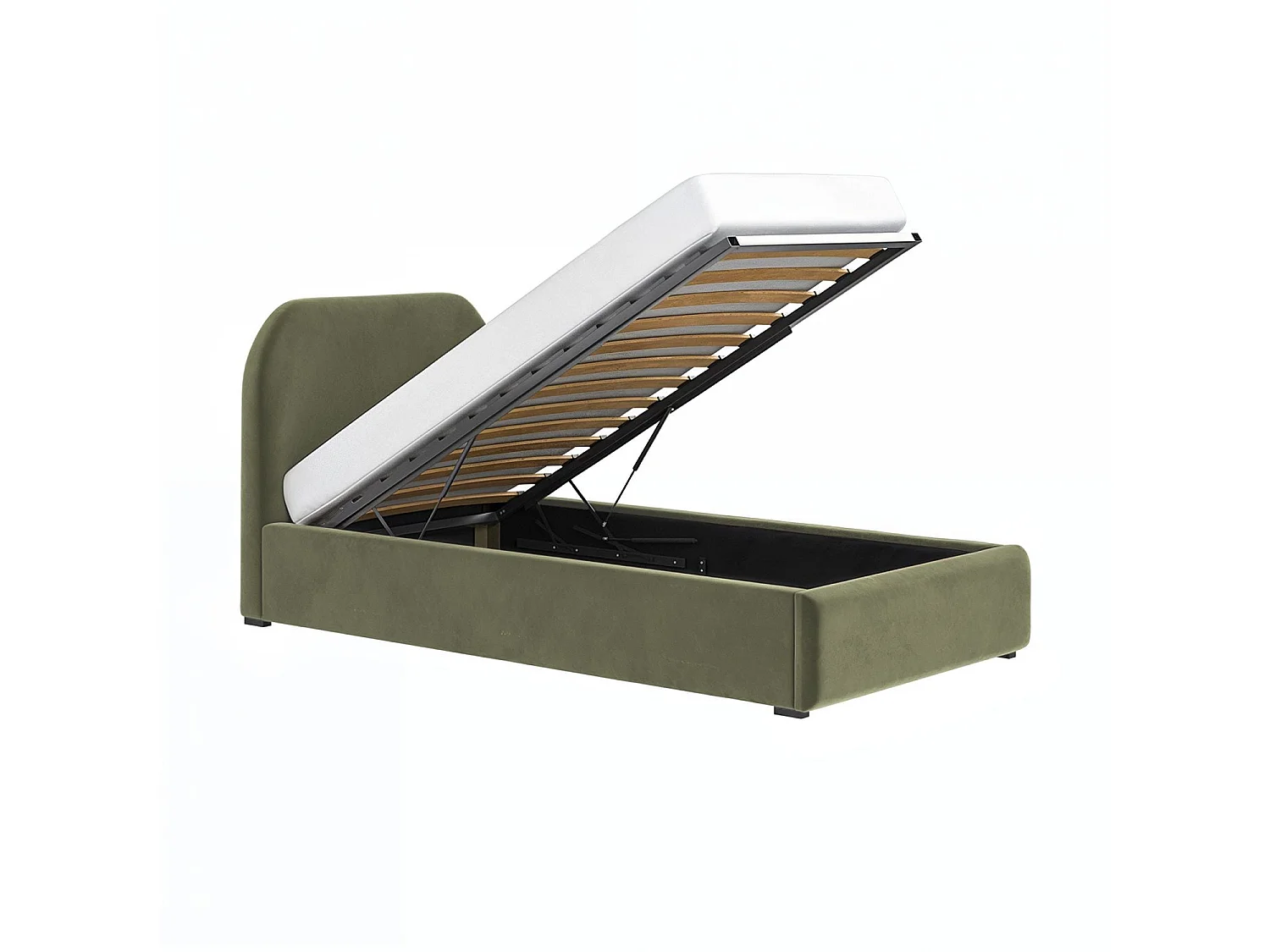 Flair Alba Single Ottoman Bed Khaki Green Velvet