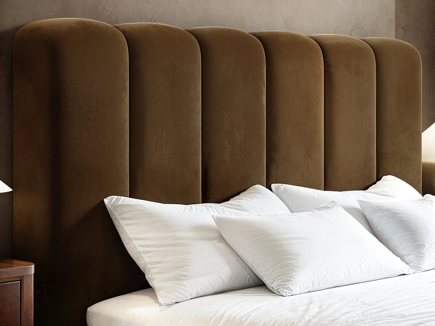SOLACE+CO Emilie Ribbed Double Ottoman Bed Brown Velvet