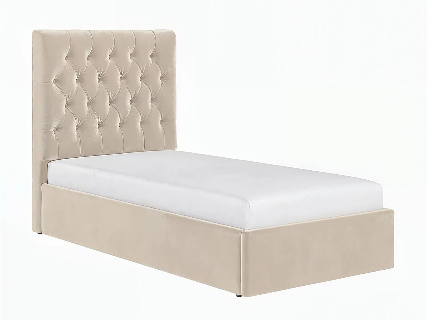 Flair Milan Single Velvet Ottoman Bed Beige