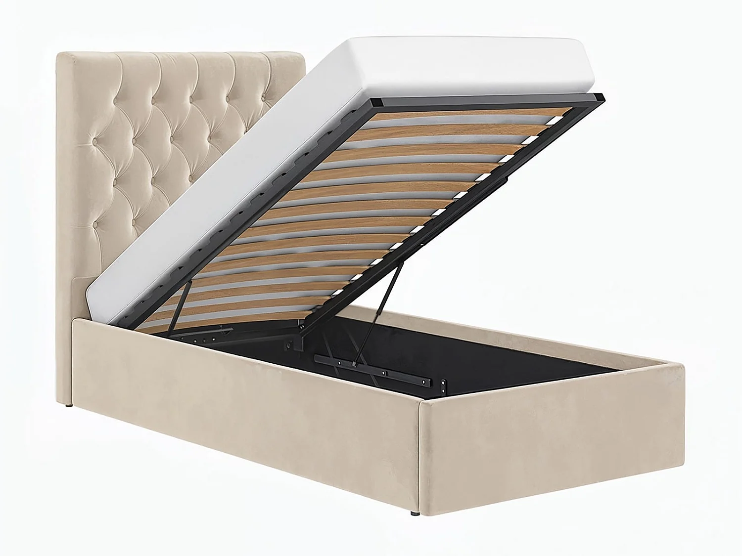 Flair Milan Single Velvet Ottoman Bed Beige