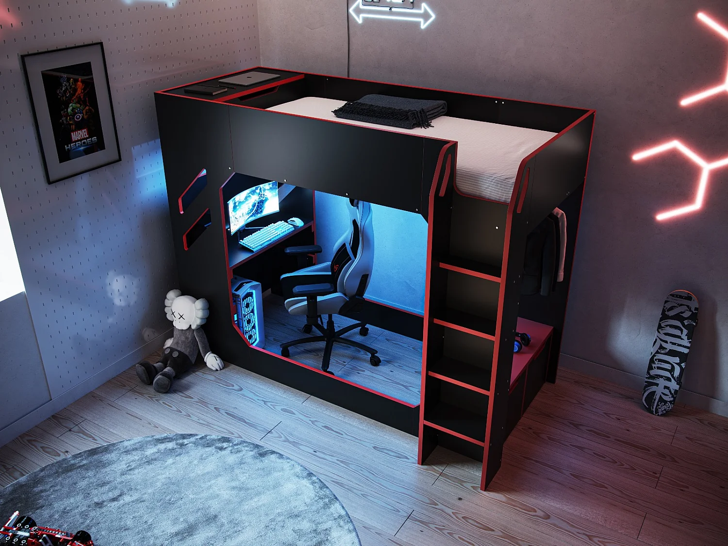 Recoil Shuttle Gaming High Sleeper Single Black