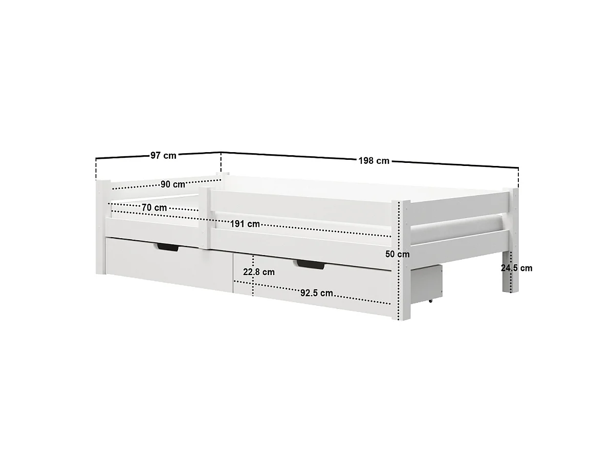 Flair Milo Single Bed with Storage White