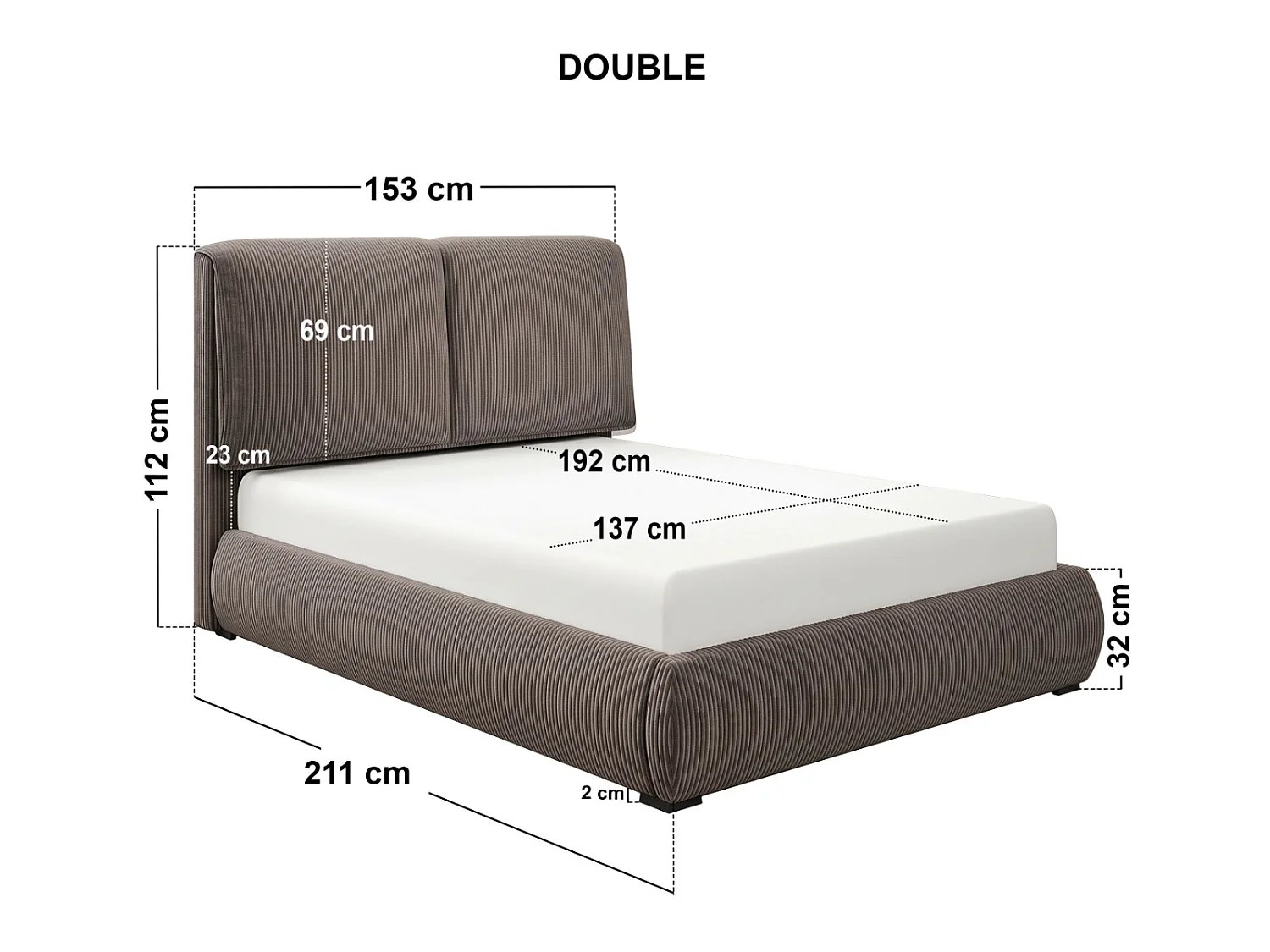 SOLACE+CO Lydia Double Ottoman Bed Brown