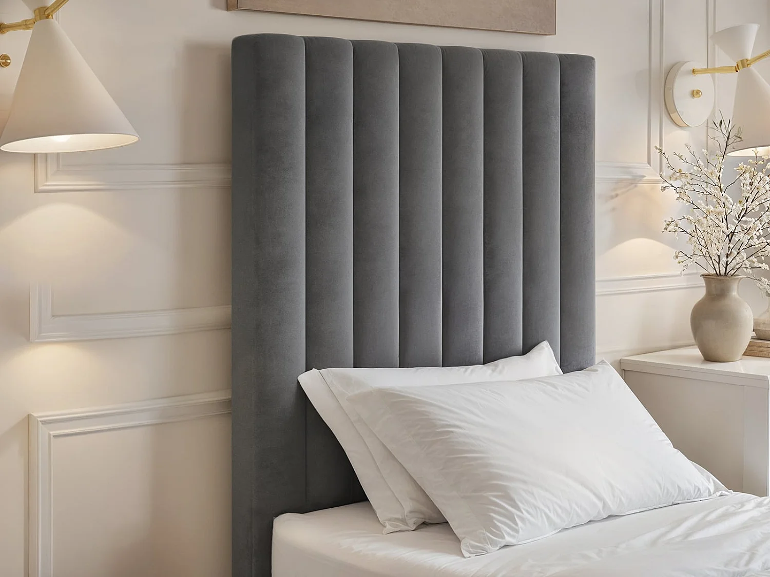 Flair Everley Single Ottoman Bed Grey Velvet