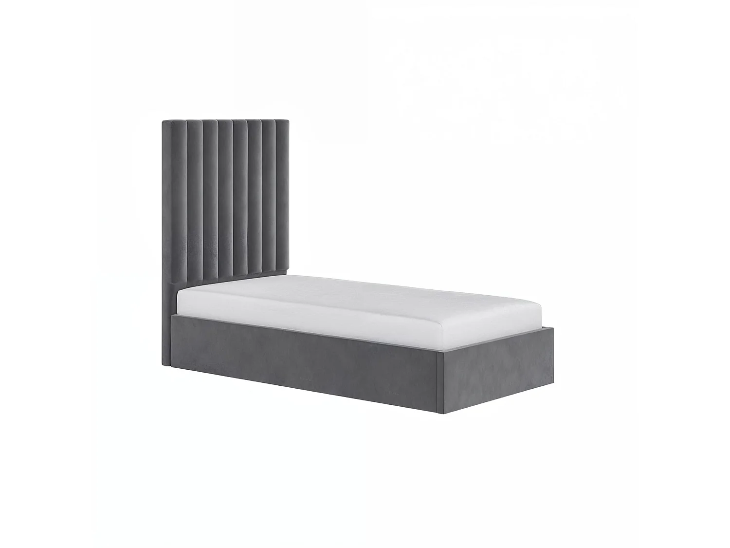 Flair Everley Single Ottoman Bed Grey Velvet
