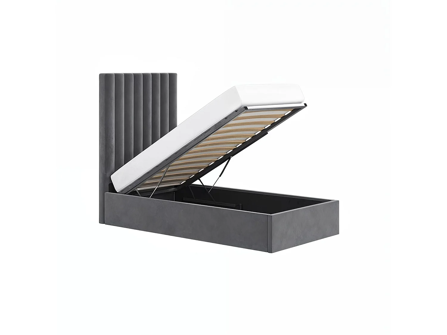 Flair Everley Single Ottoman Bed Grey Velvet