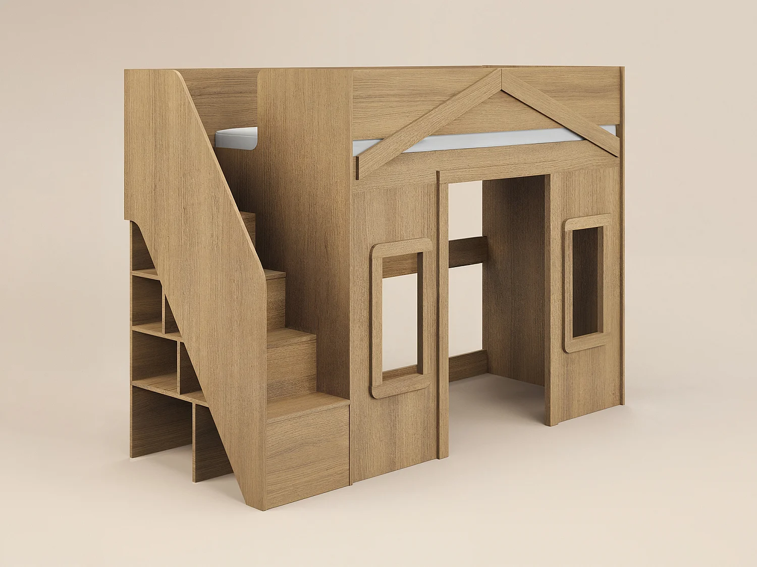 Flair Nixon Playhouse High Sleeper with Storage Oak