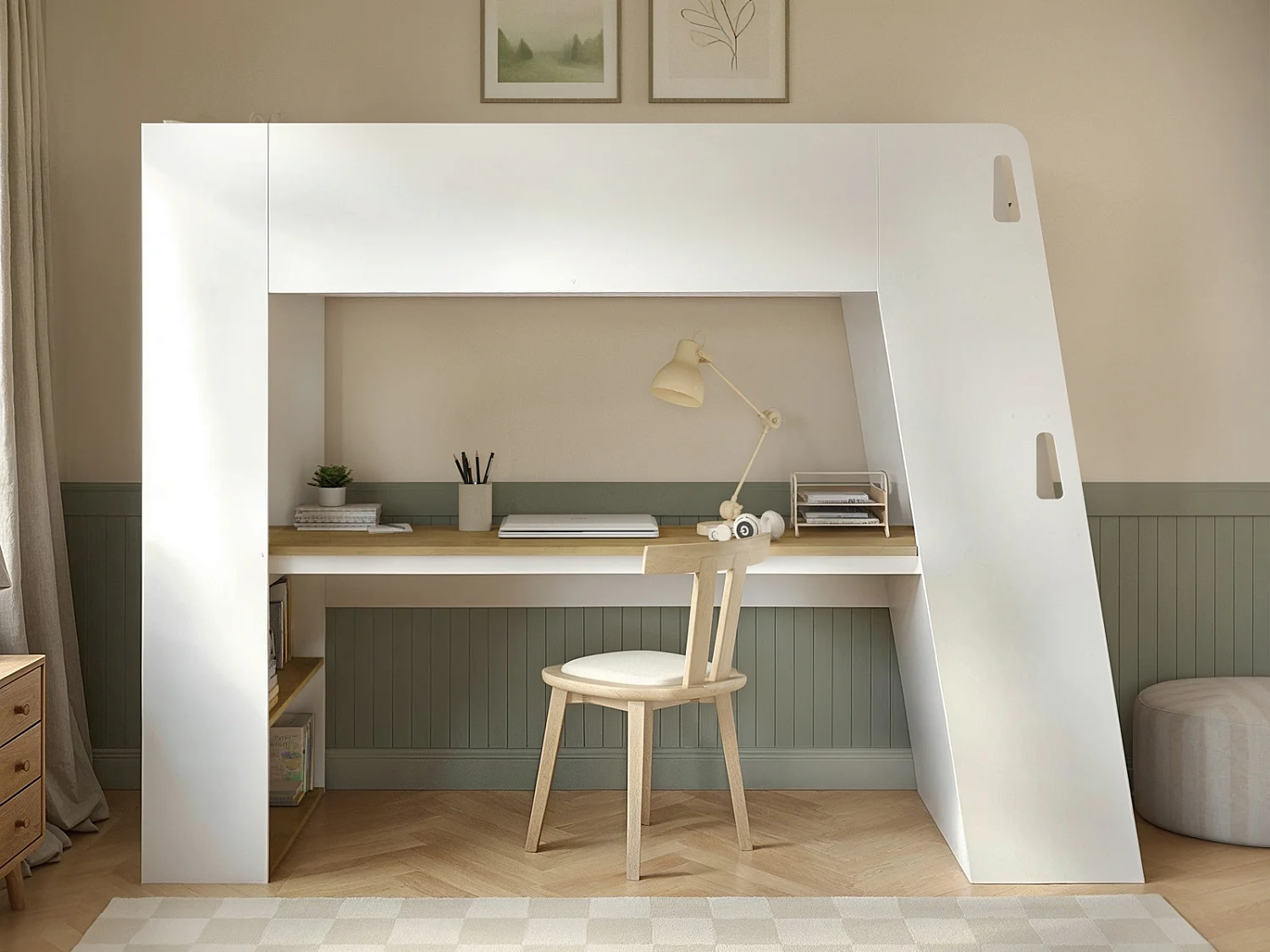 Flair Fern Staircase High Sleeper White & Oak