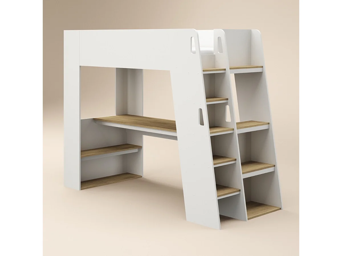 Flair Fern Staircase High Sleeper White & Oak
