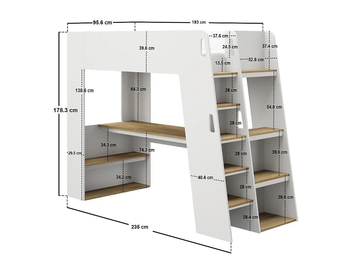 Flair Fern Staircase High Sleeper White & Oak