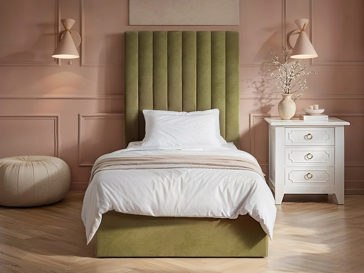 Flair Everley Single Ottoman Bed Green Velvet