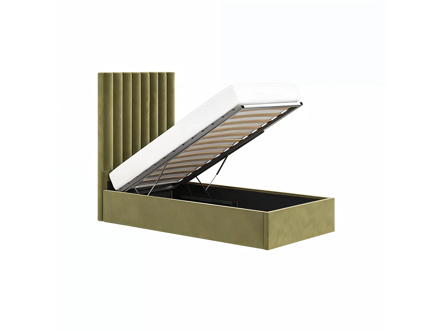 Flair Everley Single Ottoman Bed Green Velvet