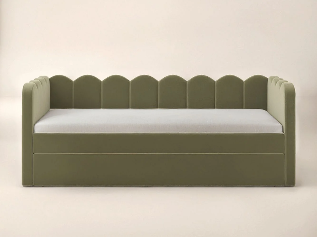 Flair Esme Cloud Day Bed with Trundle Khaki Green Velvet