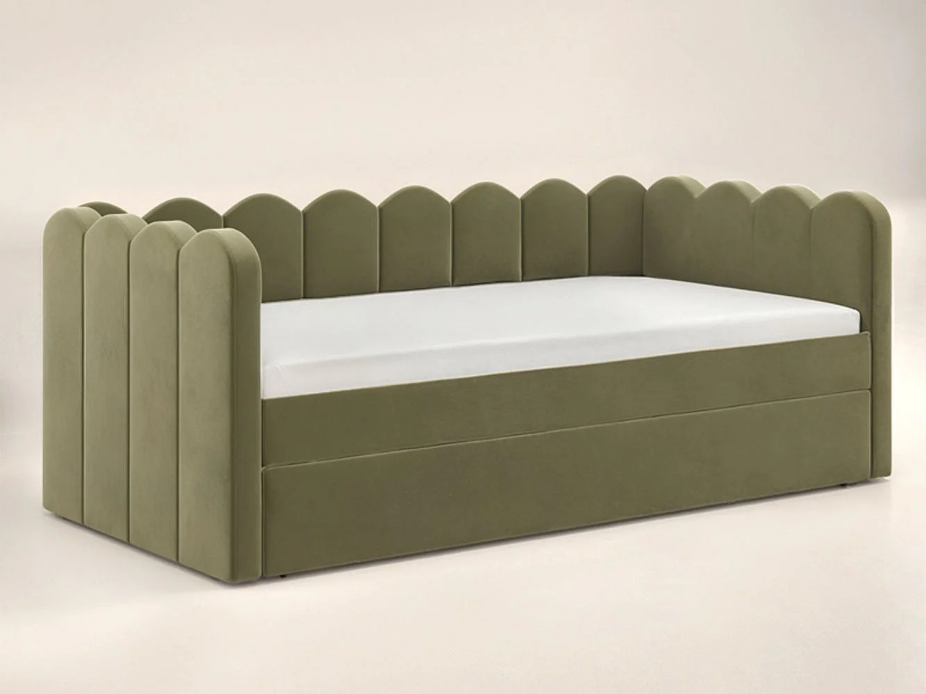 Flair Esme Cloud Day Bed with Trundle Khaki Green Velvet