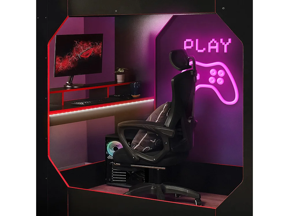 Recoil Boss Pod Small Double Gaming High Sleeper with Storage Black & Red