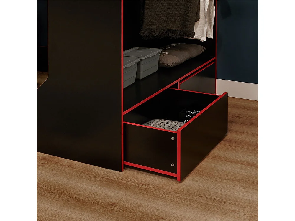 Recoil Boss Pod Small Double Gaming High Sleeper with Storage Black & Red