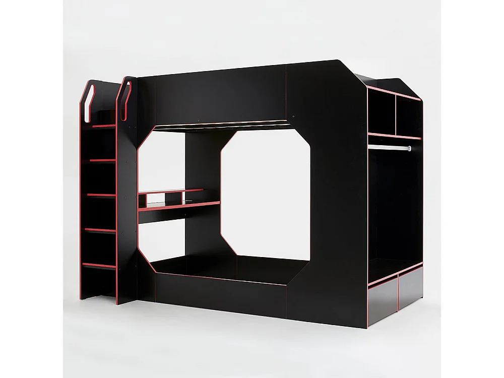 Recoil Boss Pod Small Double Gaming High Sleeper with Storage Black & Red