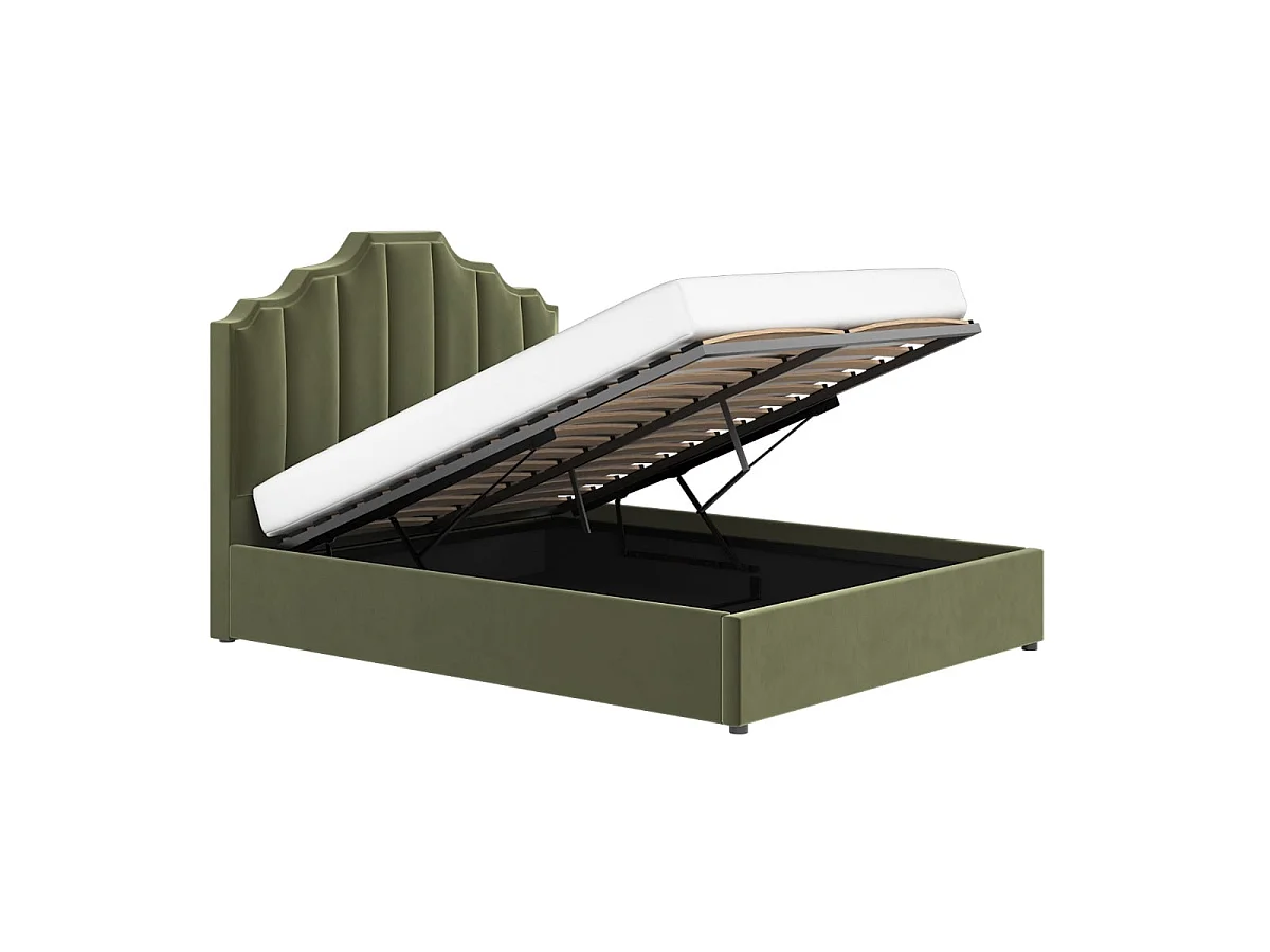 Flair Margot Ottoman Bed Khaki Green Velvet Double