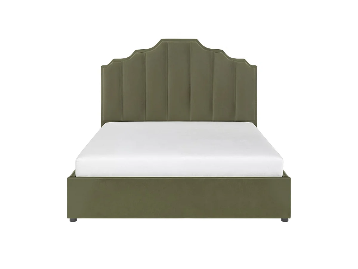 Flair Margot Ottoman Bed Khaki Green Velvet Double