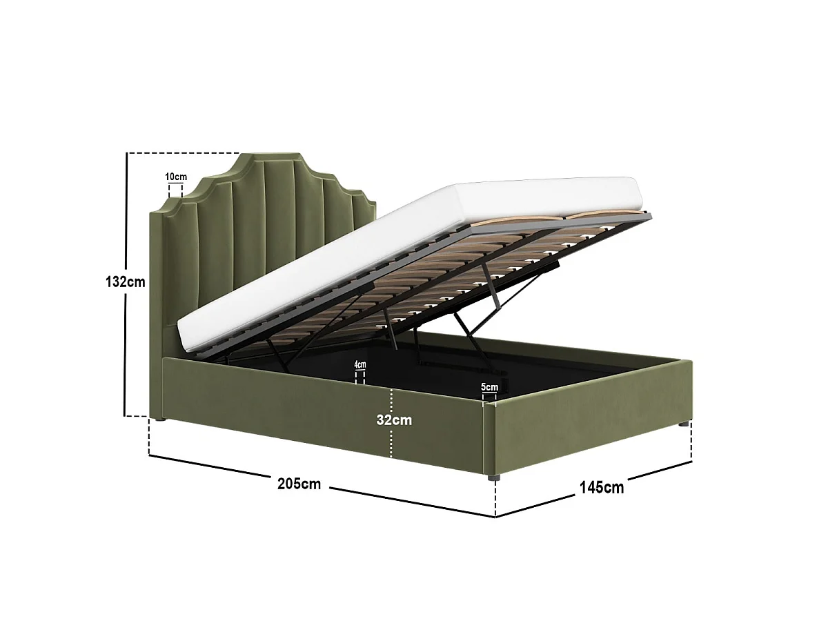 Flair Margot Ottoman Bed Khaki Green Velvet Double