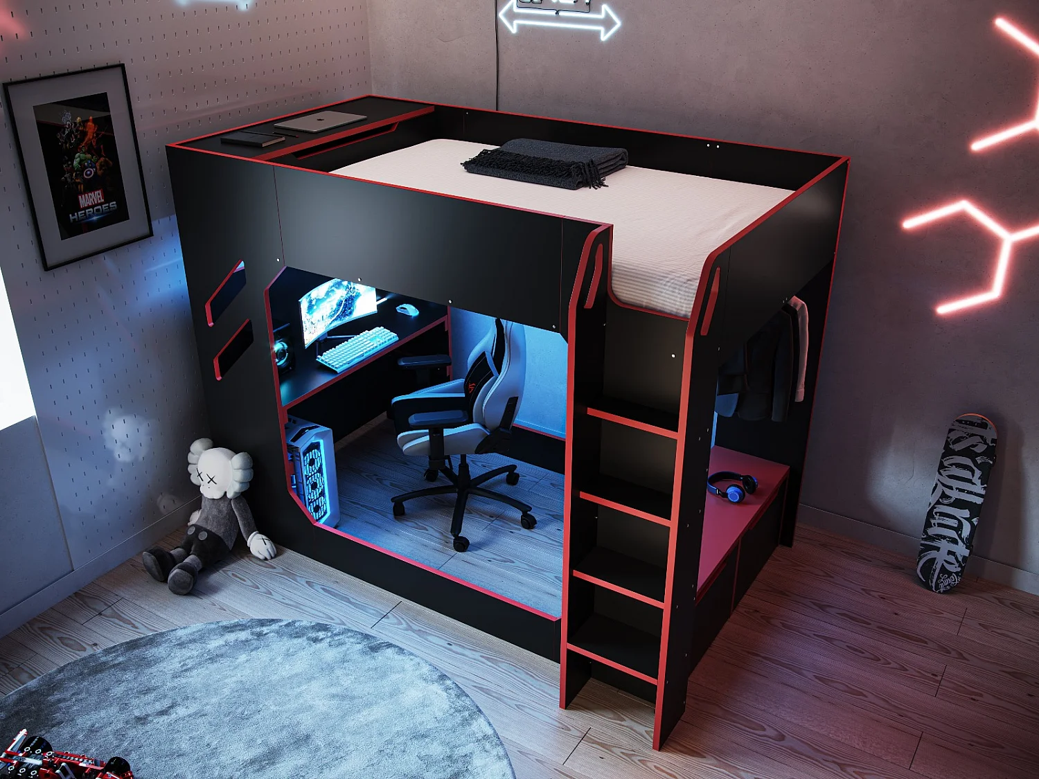 Recoil Shuttle Gaming High Sleeper Small Double Black