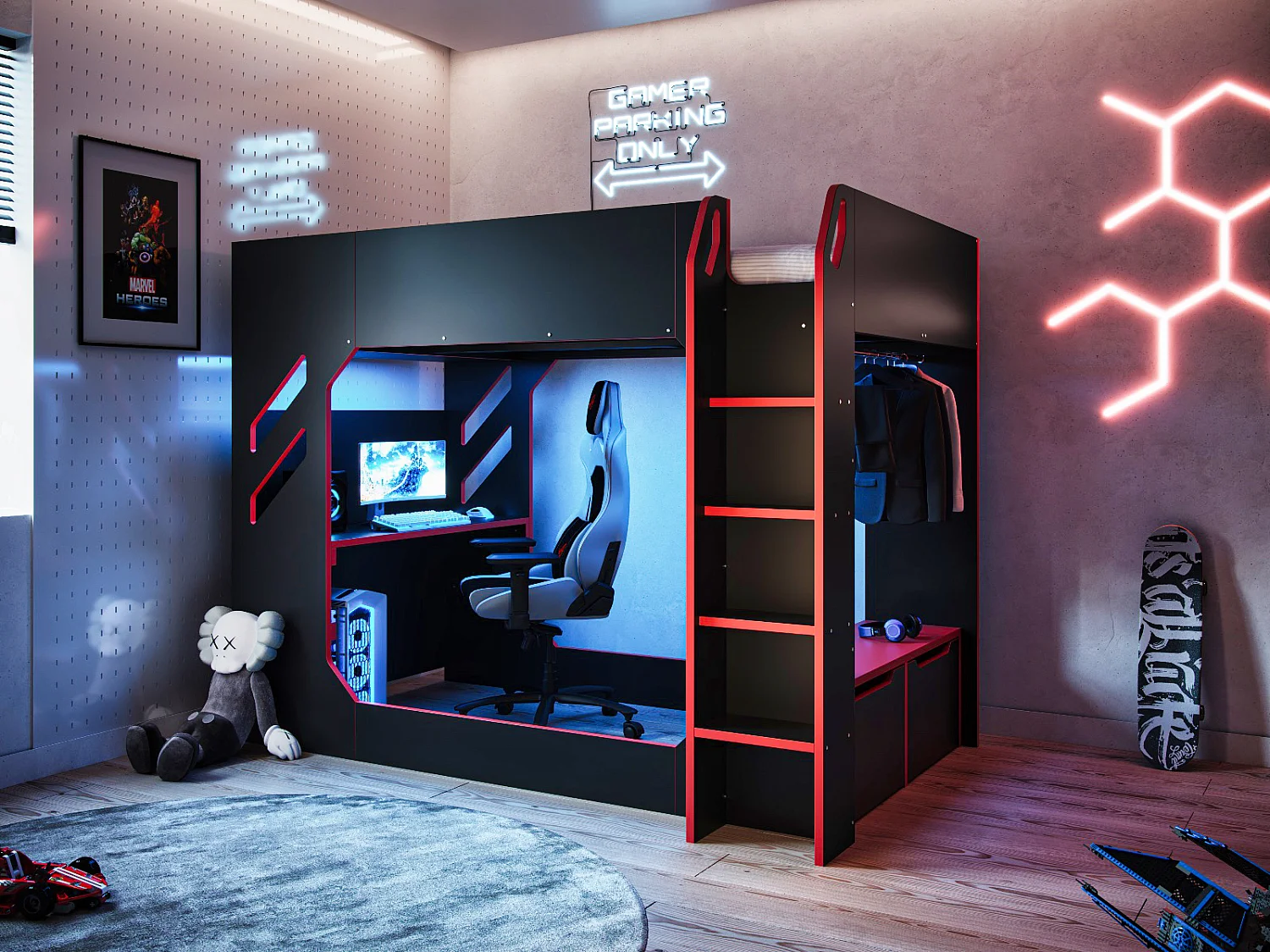 Recoil Shuttle Gaming High Sleeper Small Double Black