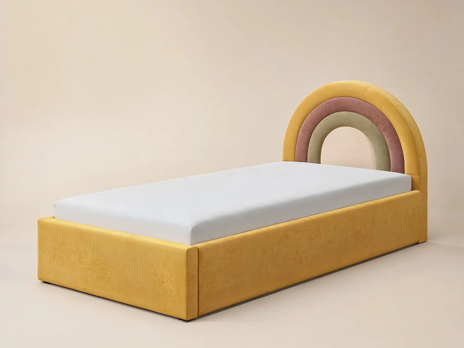 Flair Ava Single Ottoman Bed Mustard Velvet